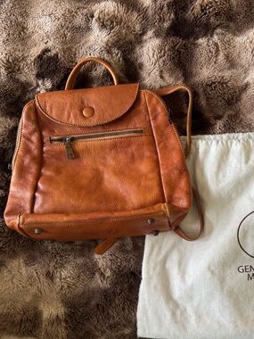Tan Genuine Leather Men's Backpack